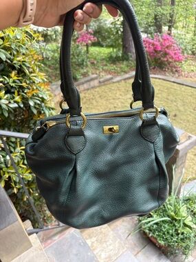 J Crew Pebbled Leather Bag in Dark Teal